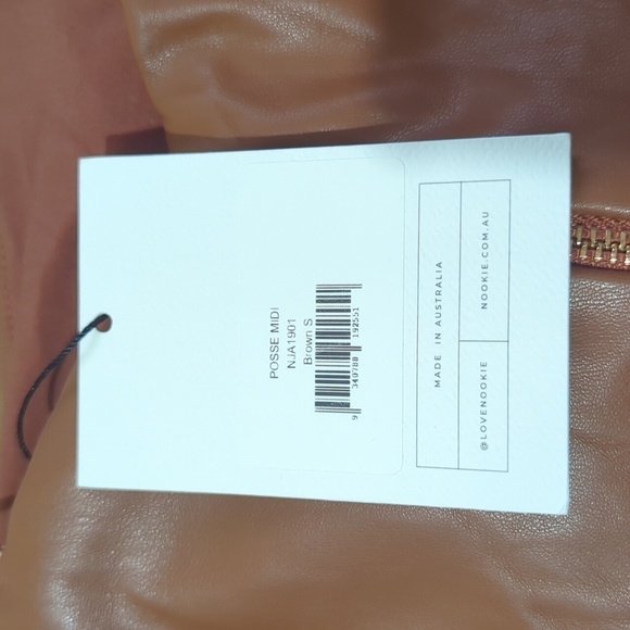 NWT Nookie x Posse Faux Leather Brown Midi Dress Size Small - Picture 12 of 12